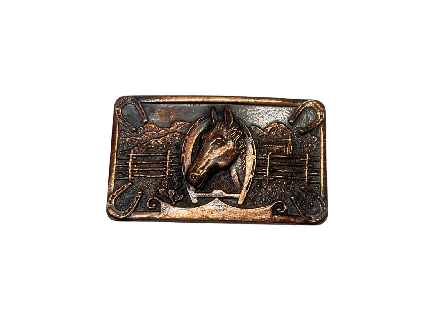 Vintage Copper Engraved Belt Buckle