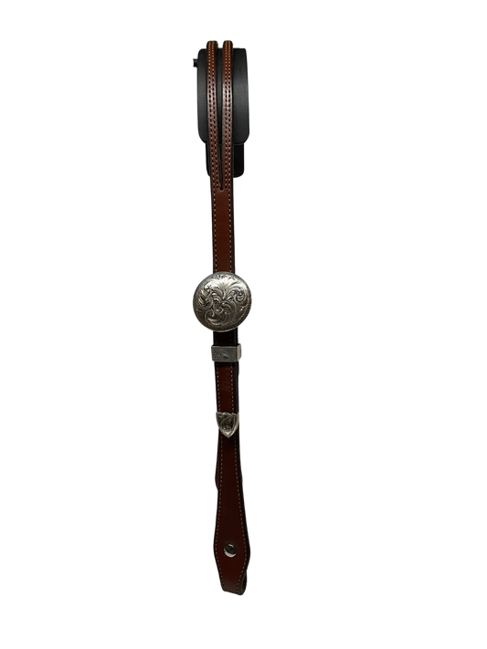 5/8" Split Ear Headstall Hansen Smooth Round Concho Buckle