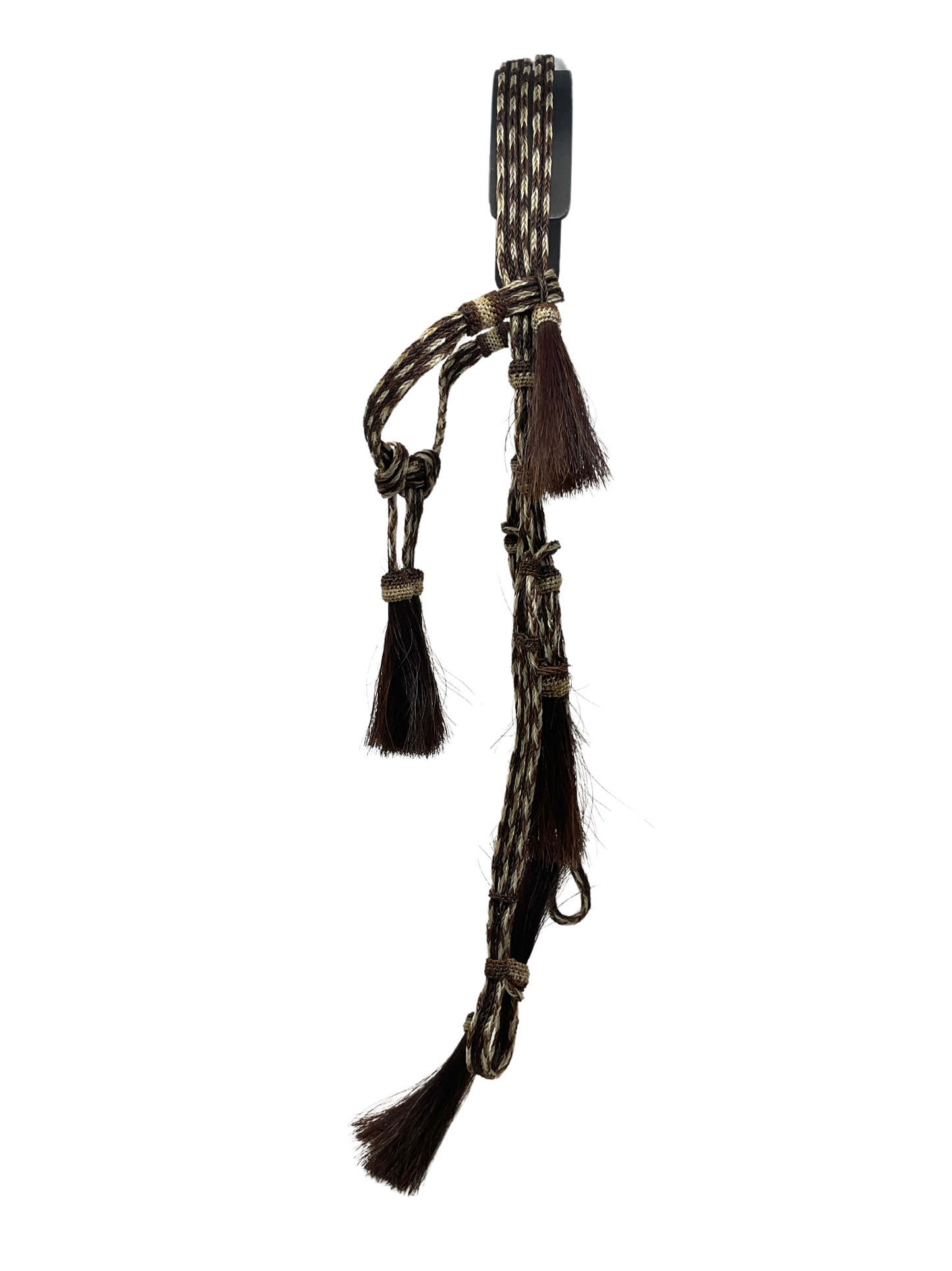 5/8" Flat Braided Horsehair Browband Headstall and Split Reins