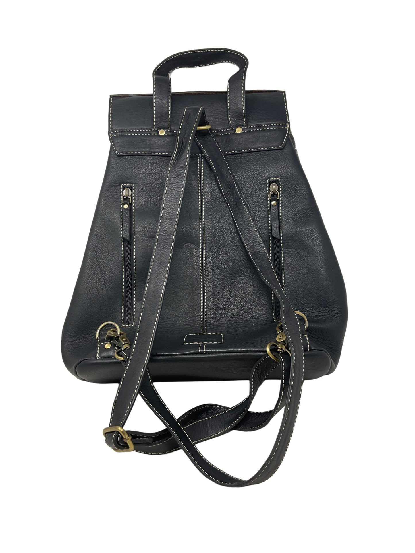Quilted Black Leather Backpack Purse