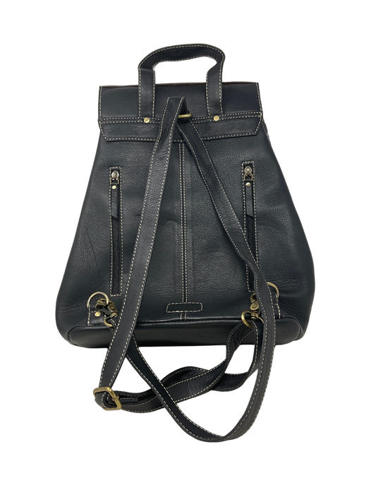 Quilted Black Leather Backpack Purse