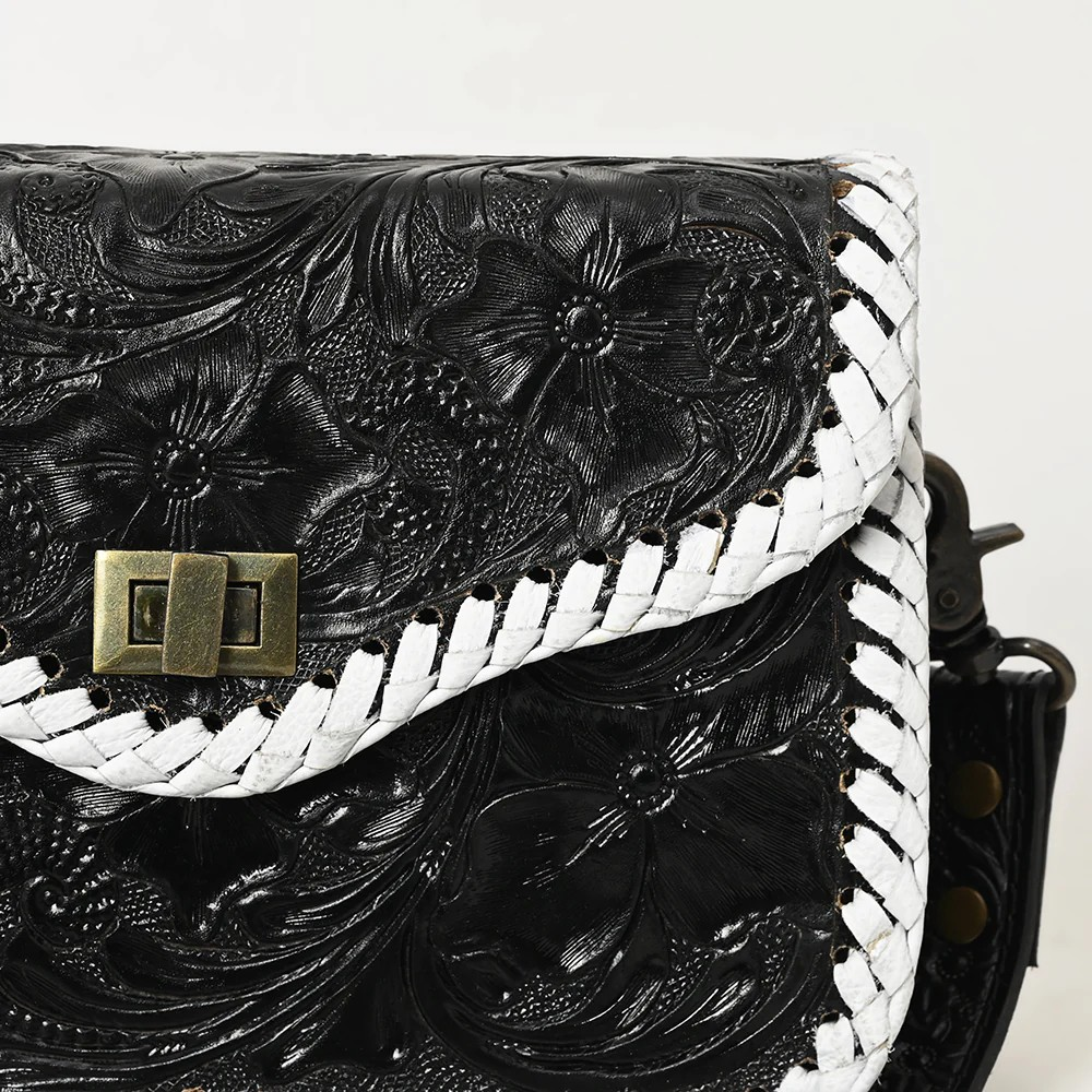 Crossbody Floral Carved Leather Purse 1