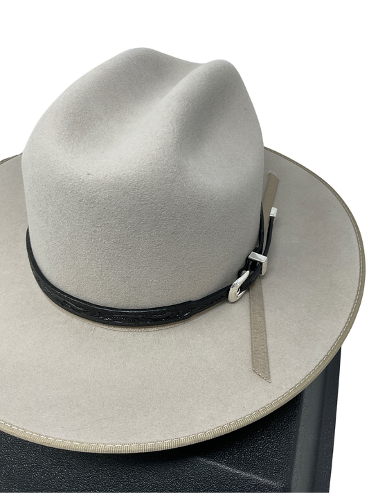 3/8" Hand Tooled Leather Hat Band w/Buckle