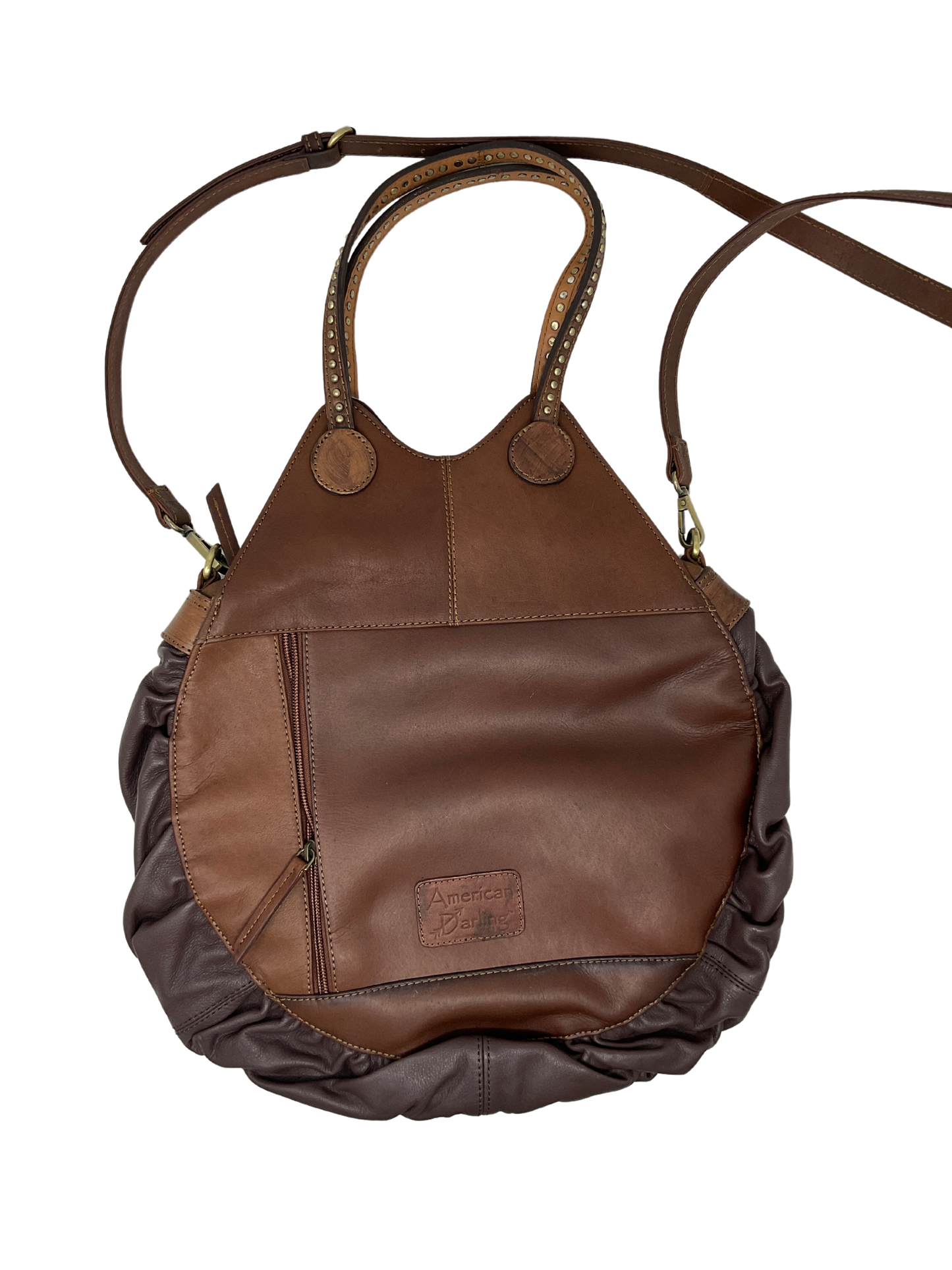 Floral Carved Leather w/Cowhide Canteen Purse