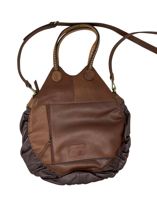 Floral Carved Leather w/Cowhide Canteen Purse