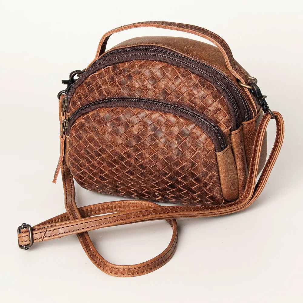Woven Leather Crossbody Purse