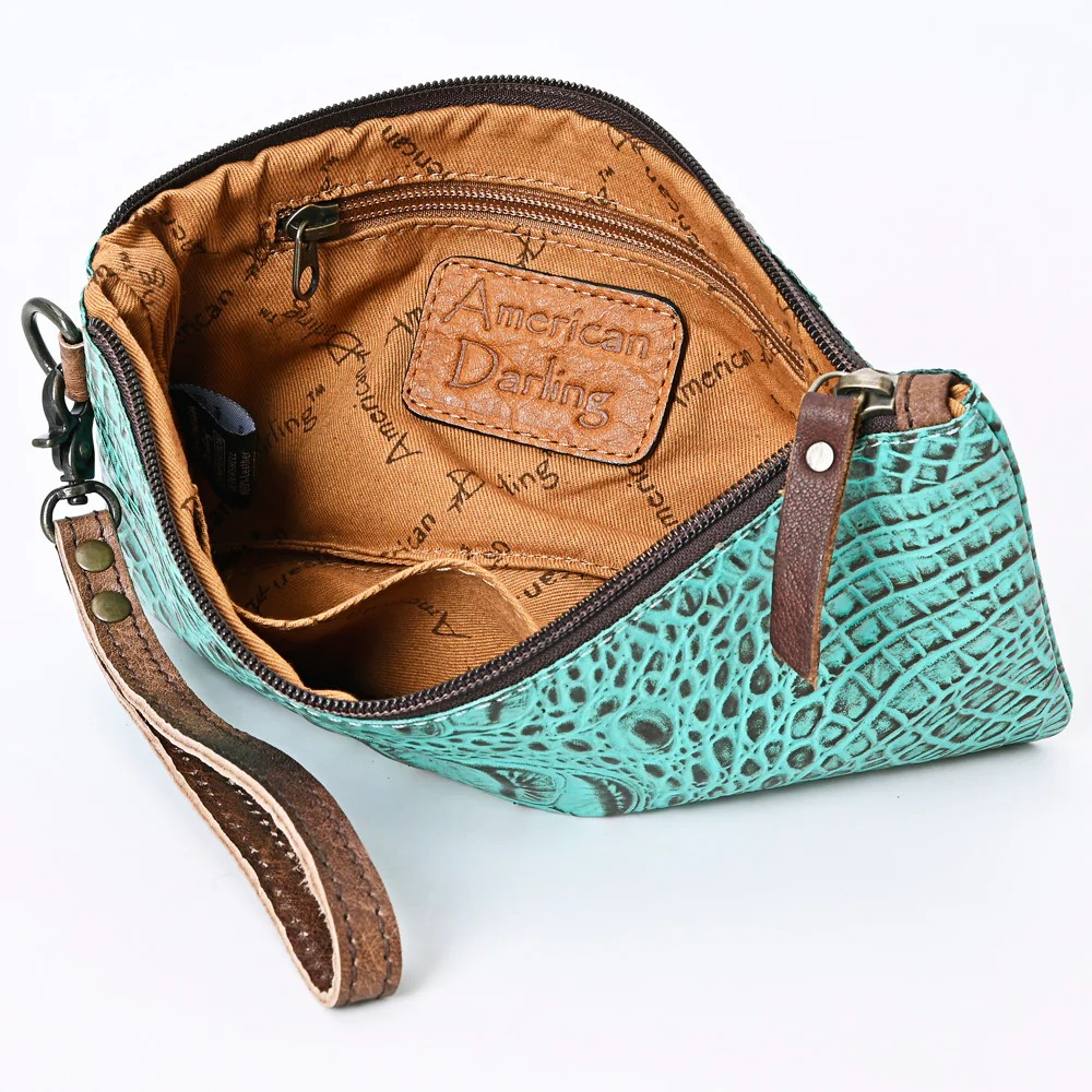 Genuine Dyed Leather Wristlet Purse