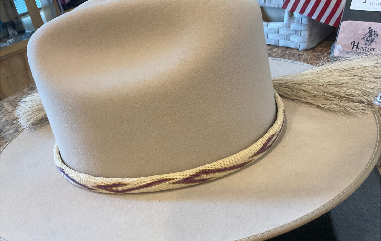 Hitched Horsehair Hat Band w/Double Tassels
