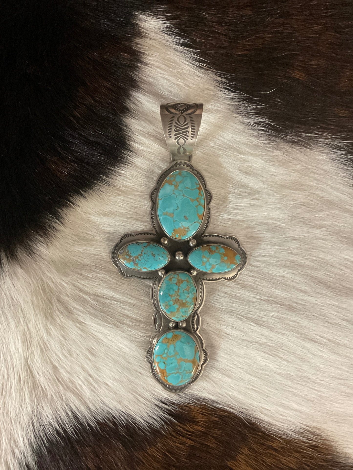 5 Stone Turquoise Cross Pendant