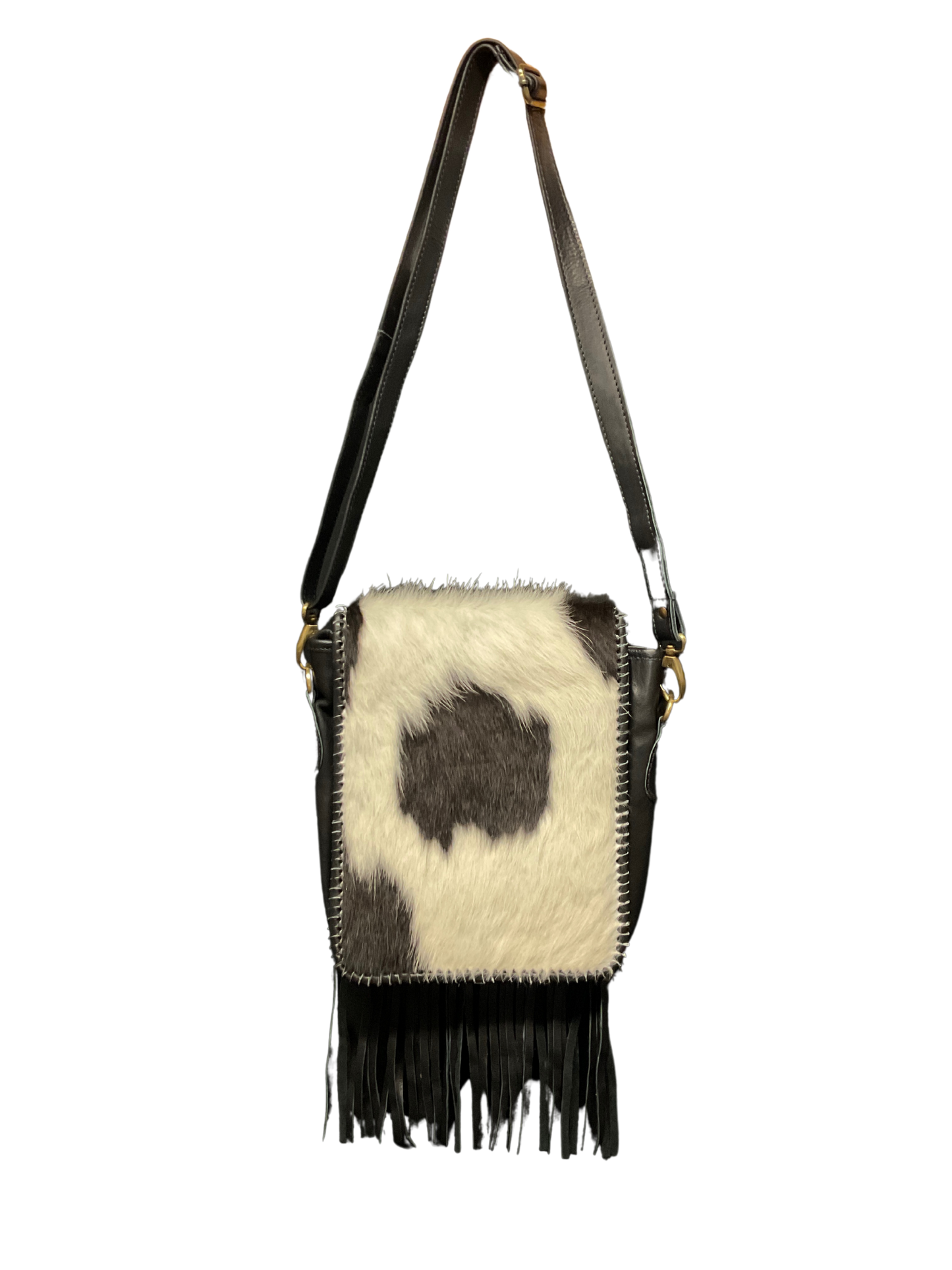 Black Leather Purse w/Cowhide