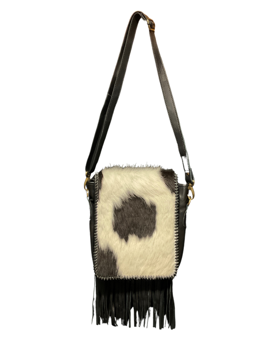 Black Leather Purse w/Cowhide