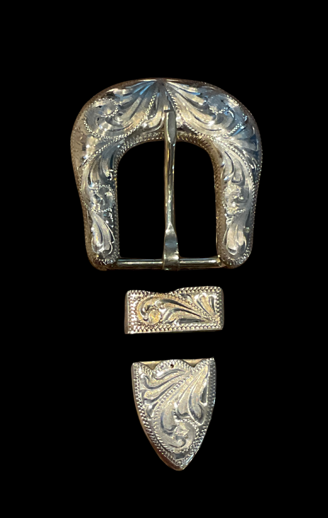 San Antonio Sterling Silver 1" Belt Buckle Set