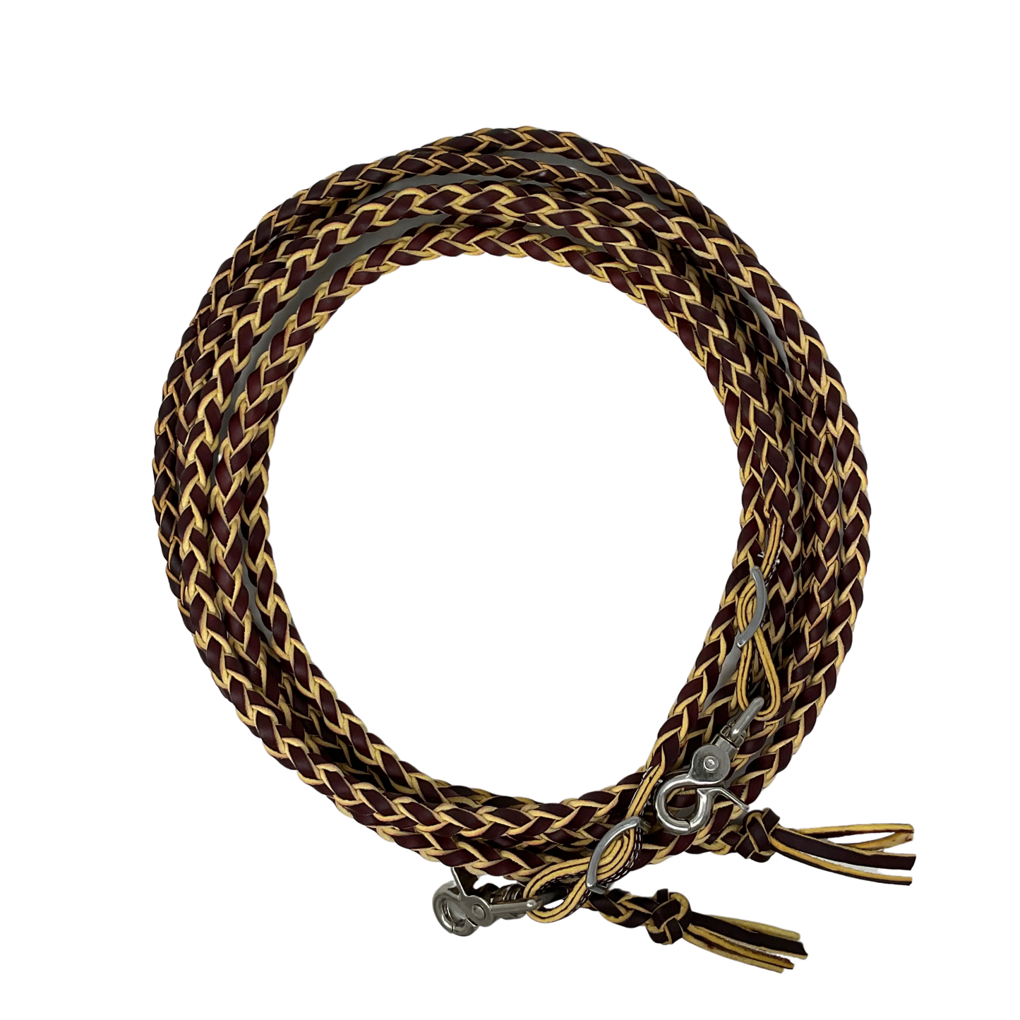 Braided Leather Split Reins w/Snaps