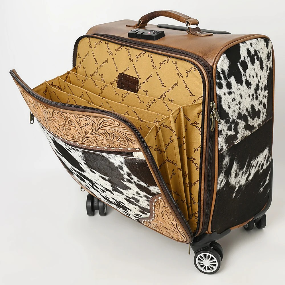 Wheeled Luggage w/Cowhide
