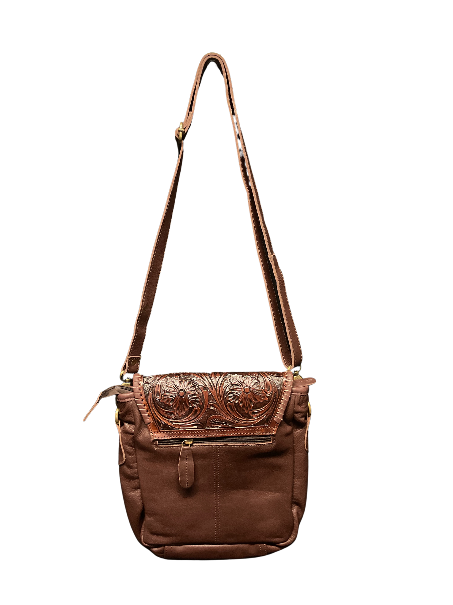 Dark Brown Floral Carved Purse