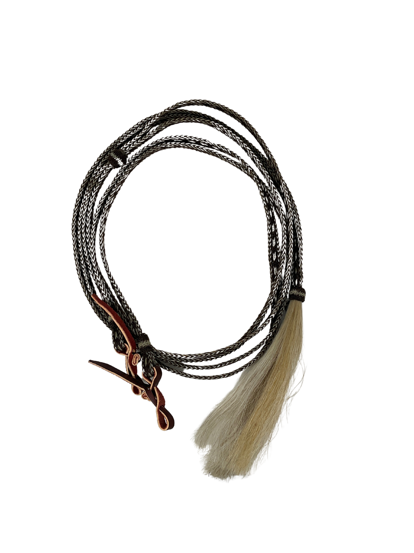 5/8" Flat Braided Horsehair Browband Headstall and Split Reins