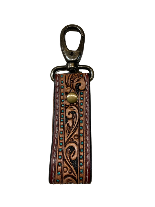 Hand Carved Leather Keychain