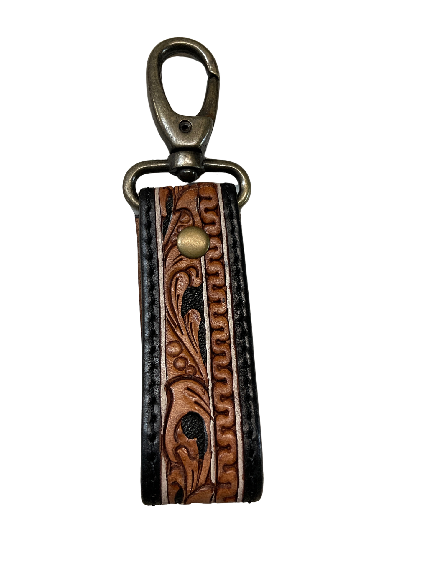 Hand Carved Leather Keychain