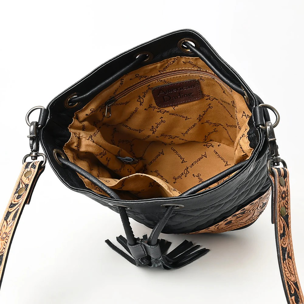 Hand Tooled Genuine Leather Bucket Purse