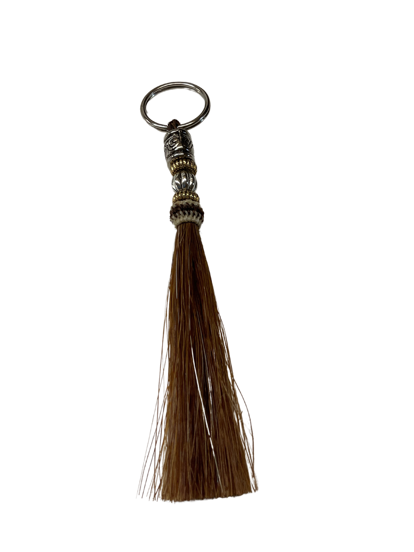 Horse Hair Tassel w/Beads Keychain