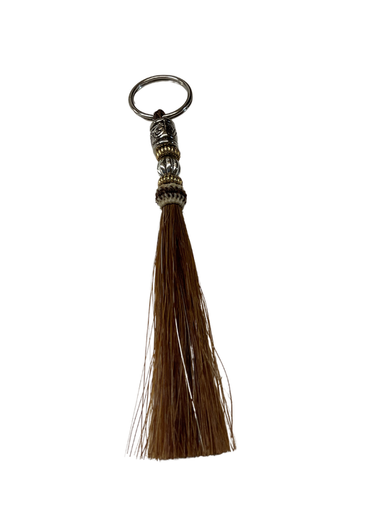 Horse Hair Tassel w/Beads Keychain