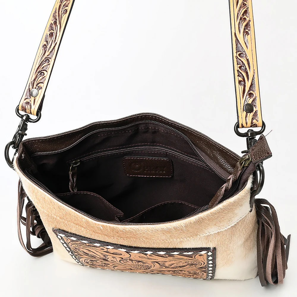 Crossbody Cowhide & Tooled Leather Purse