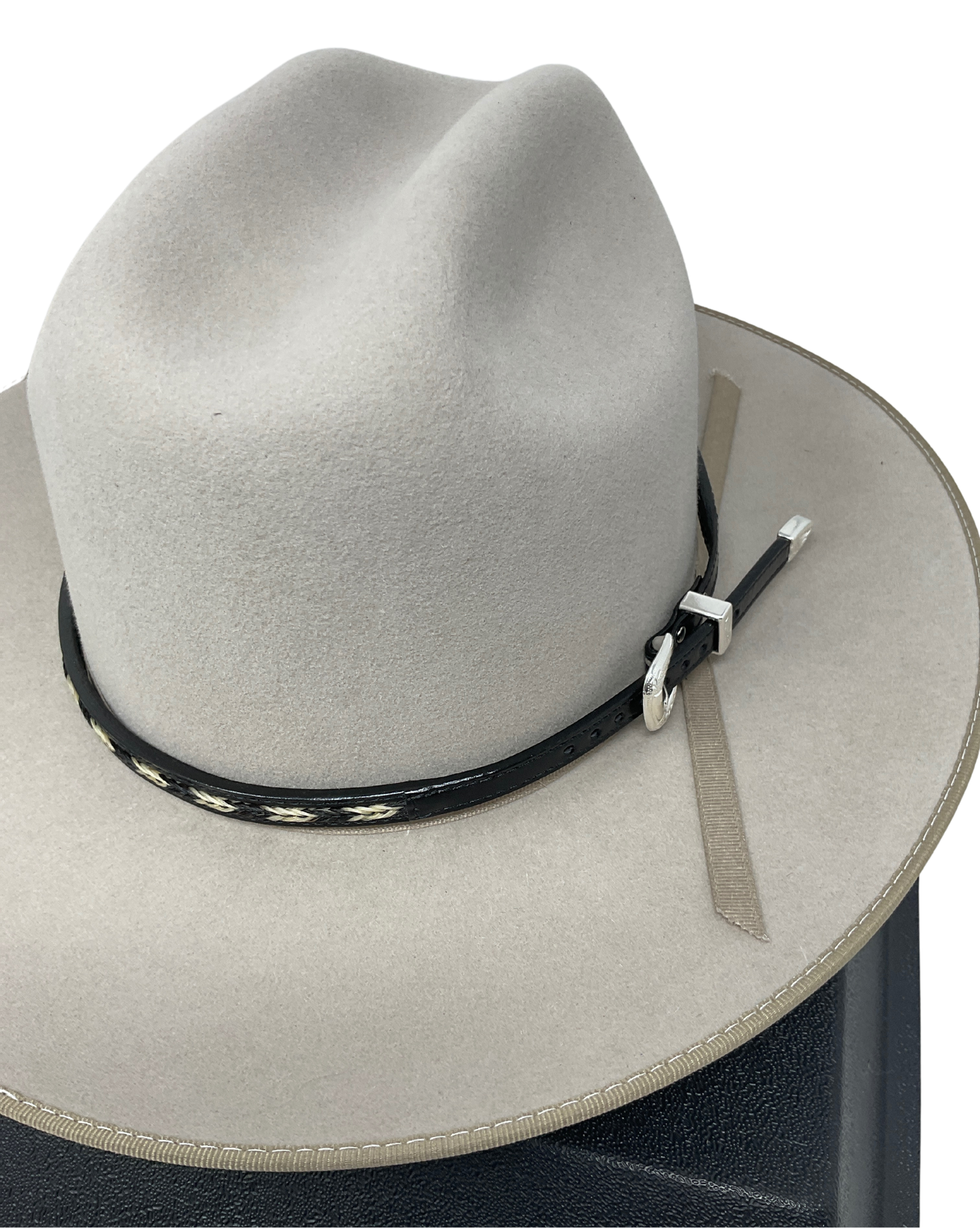 Leather Hat Band w/Horsehair Inlay & Buckle