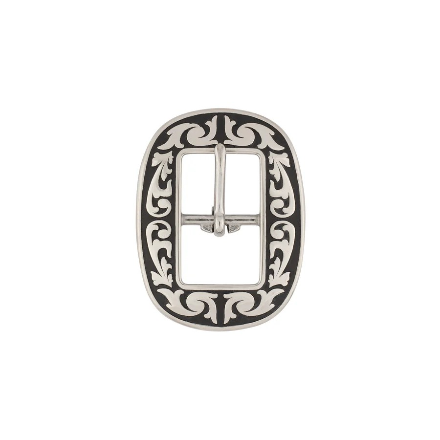 JWP Accented Floral Oval Center Bar Buckle