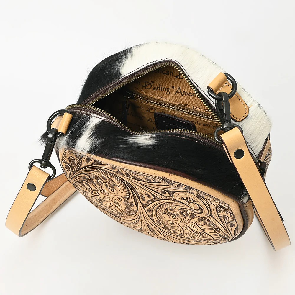 Floral Tooled Canteen Style Purse