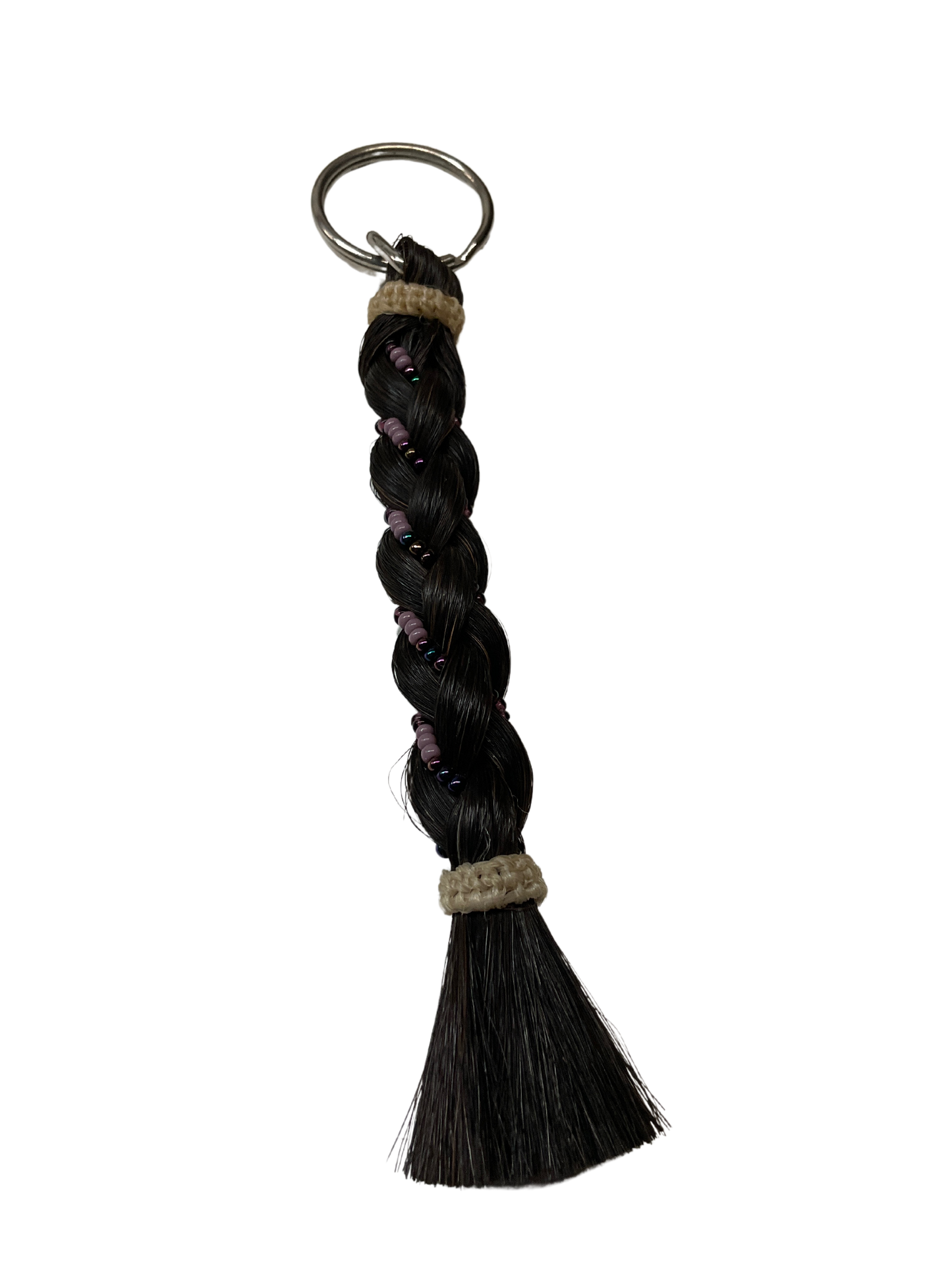 6" Braided Horsehair w/Beads Keychain