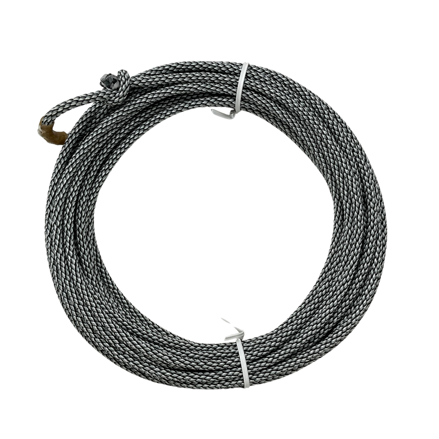 Left Twist Silver/Black 3/8" 4 strand UOZA Poly Ranch Rope
