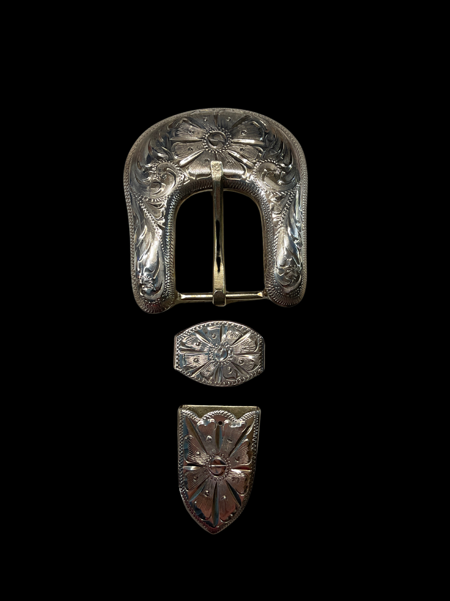 Kansas Sterling Silver 1" Belt Buckle Set