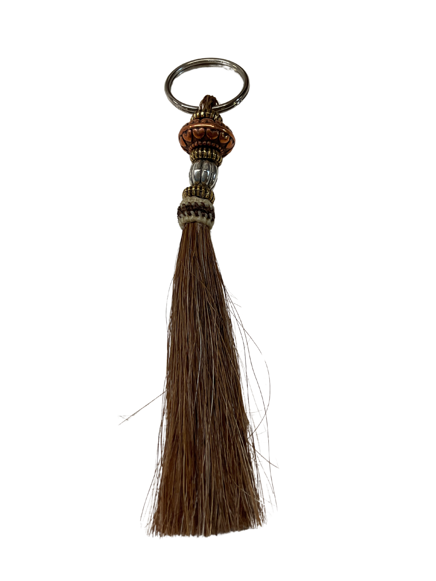 Horse Hair Tassel w/Beads Keychain