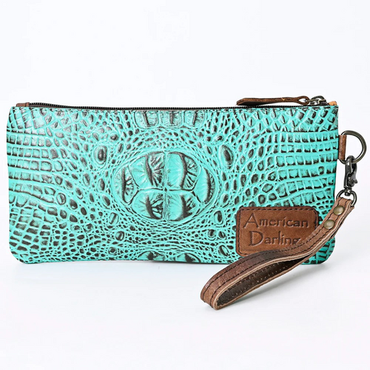 Genuine Dyed Leather Wristlet Purse