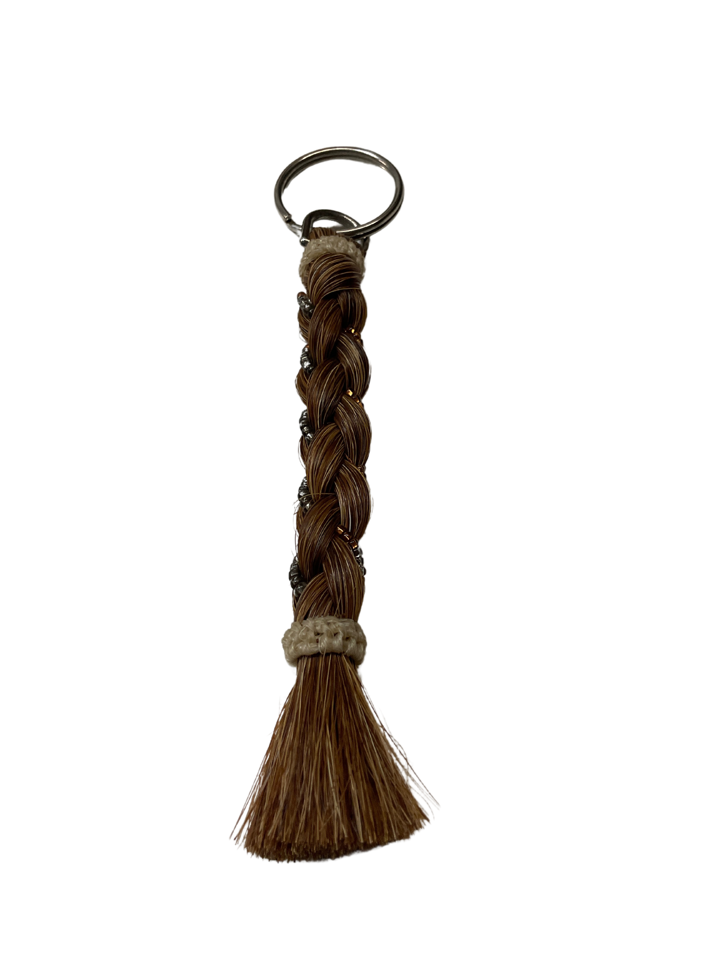 6" Braided Horsehair w/Beads Keychain