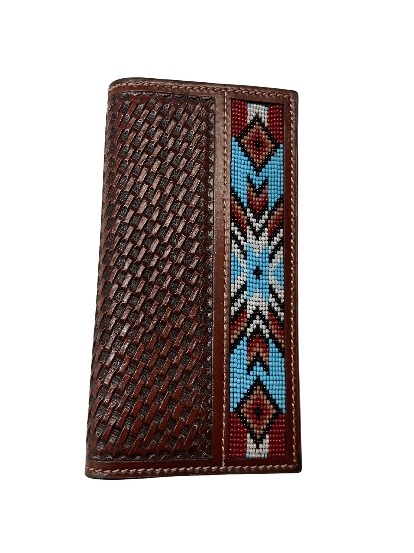 Basket Stamp Wallet w/Beaded Inlay