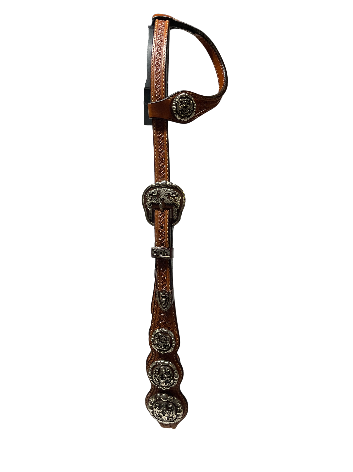 Single Ear Basket Stamped Rust Clovis Buckles w/3 Conchos