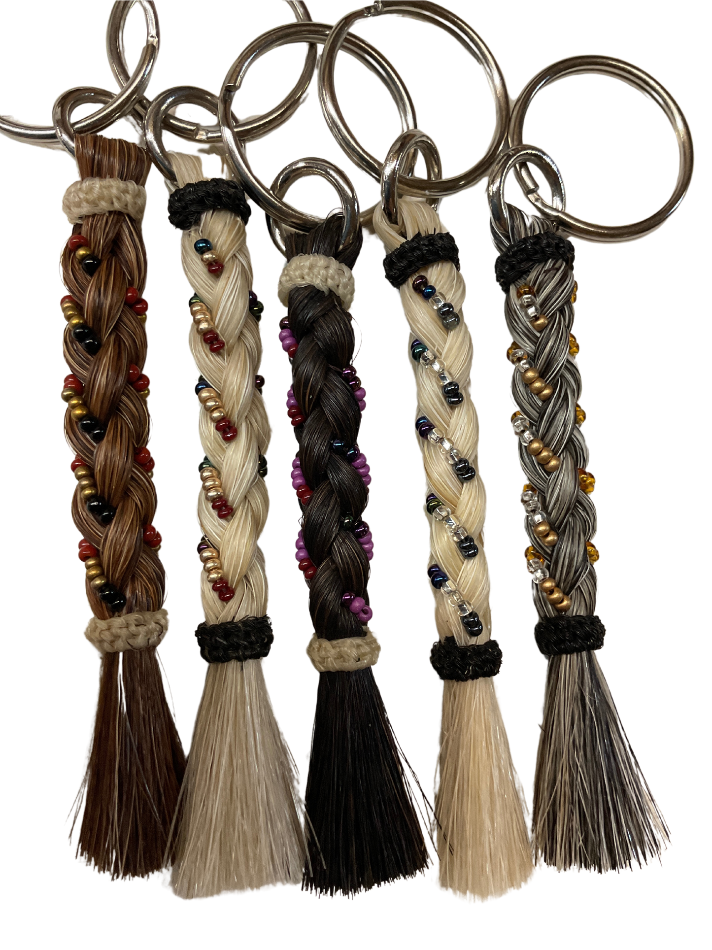 Braided Horse Hair w/Beads Keychain