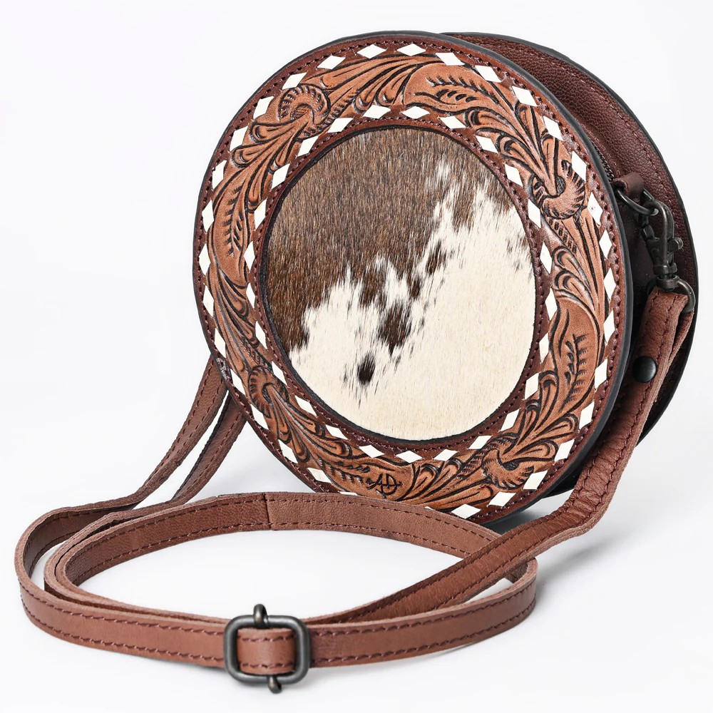 Canteen Hair On Tooled Leather Purse