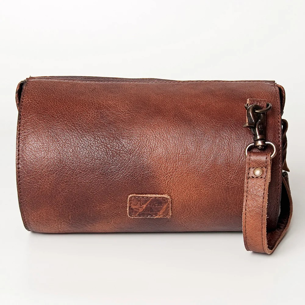 Woven Dyed Rawhide Duffel Style Purse