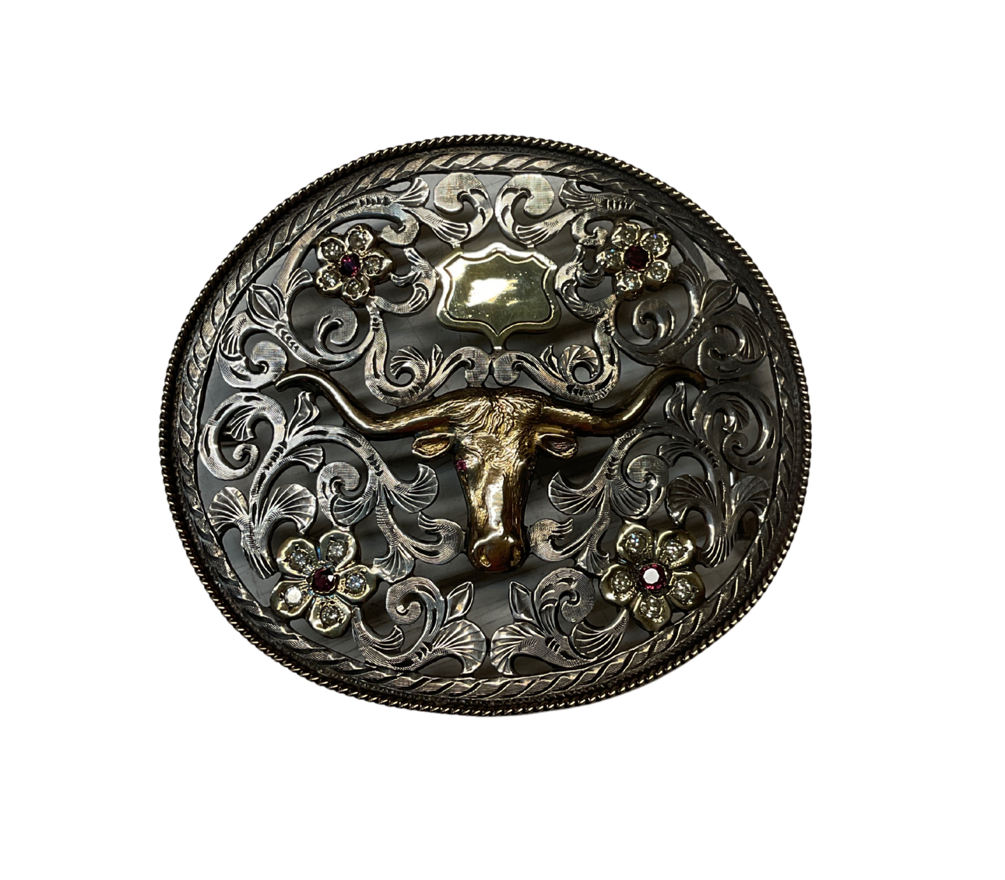 Bohlin Sterling Buckle w/Gold Accents, Diamonds & Rubies