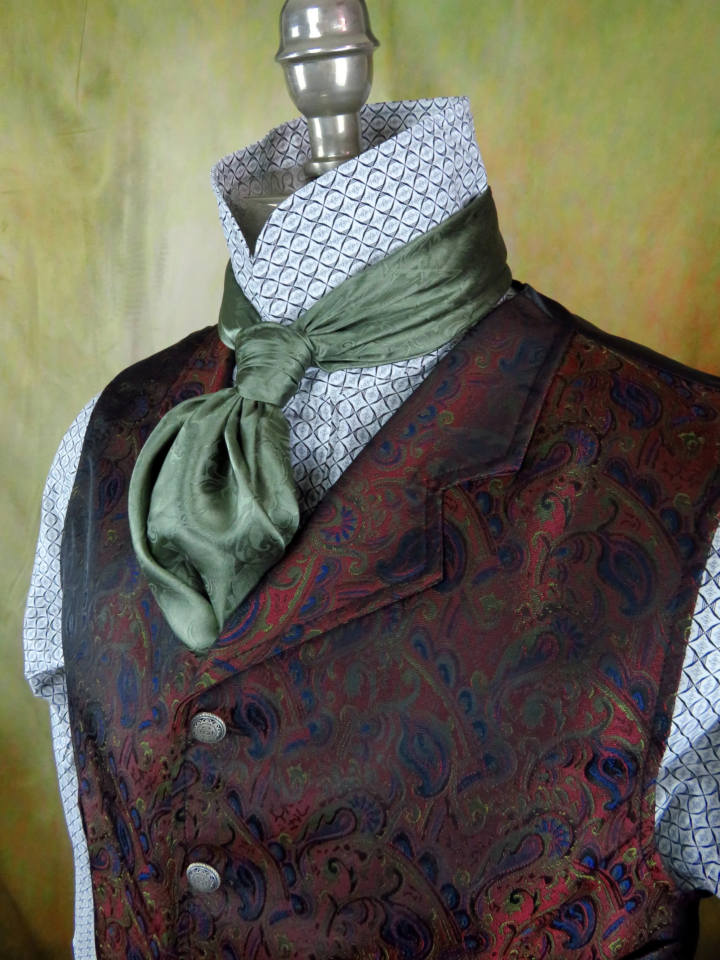 Rust Blue Green Brocade Vest