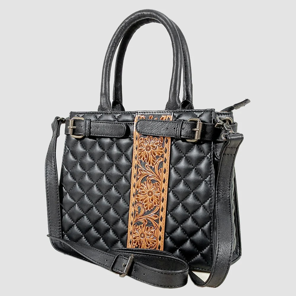 Black Leather Quilted Purse