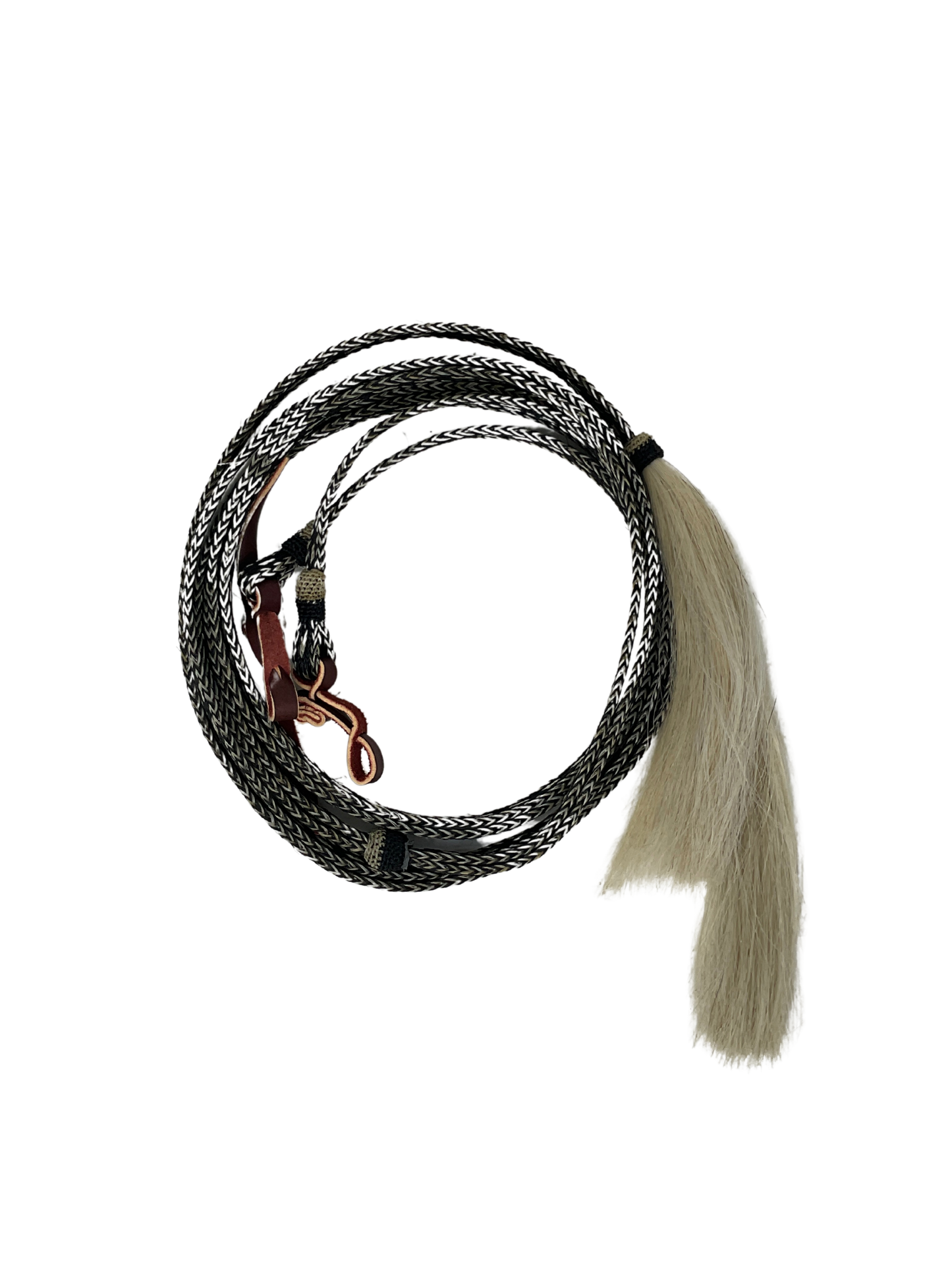 5/8" Flat Braided Horsehair Browband Headstall and Split Reins