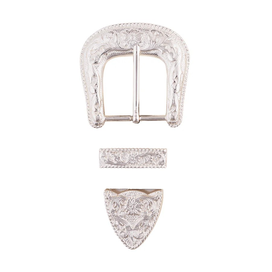 Western Floral Buckle, Loop & Tip Set