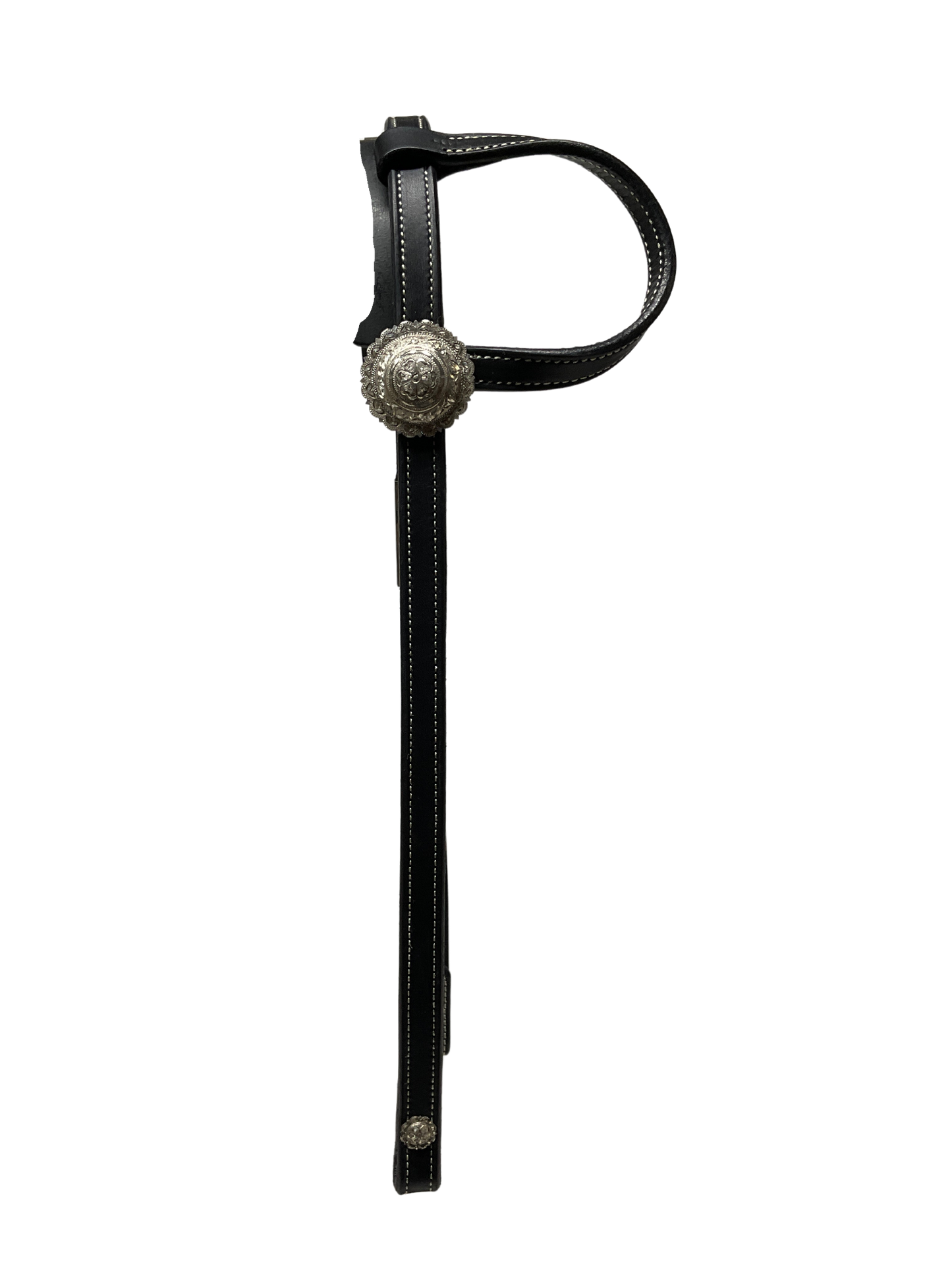 3/4" Black Single Ear w/Sterling Concho & Blevins Buckle