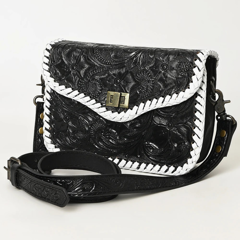 Crossbody Floral Carved Leather Purse 1