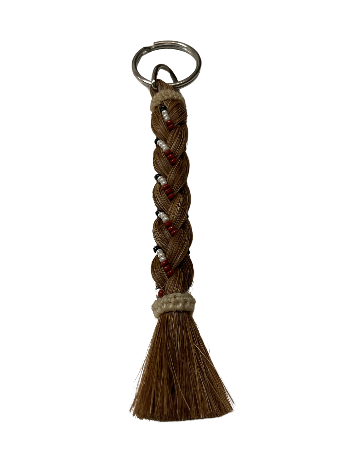 6" Braided Horsehair w/Beads Keychain