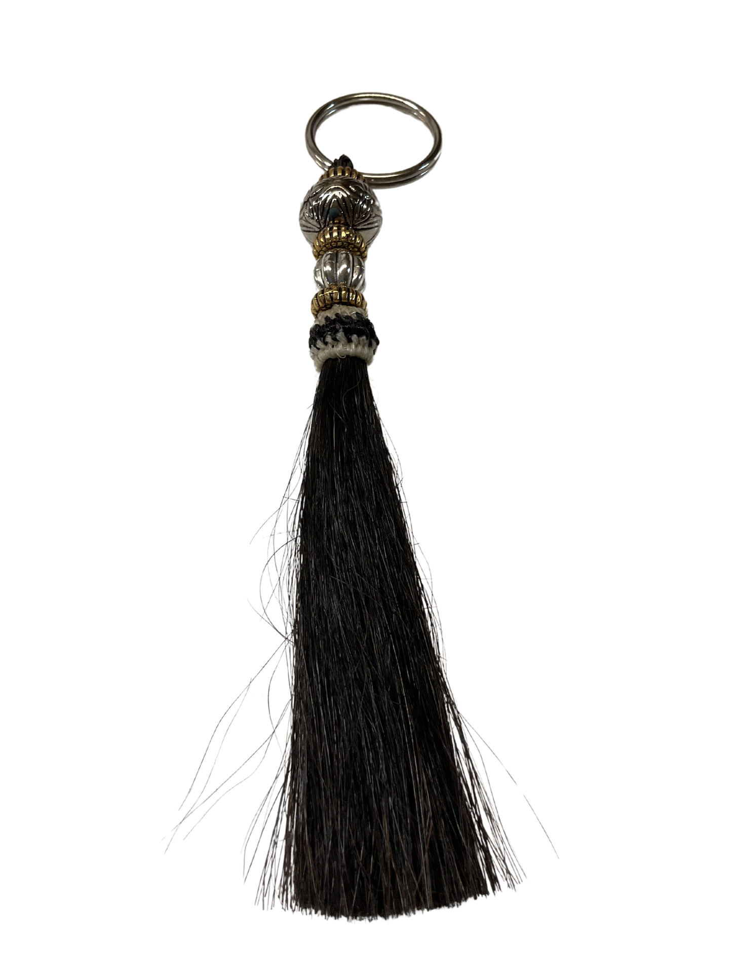 Horse Hair Tassel w/Beads Keychain