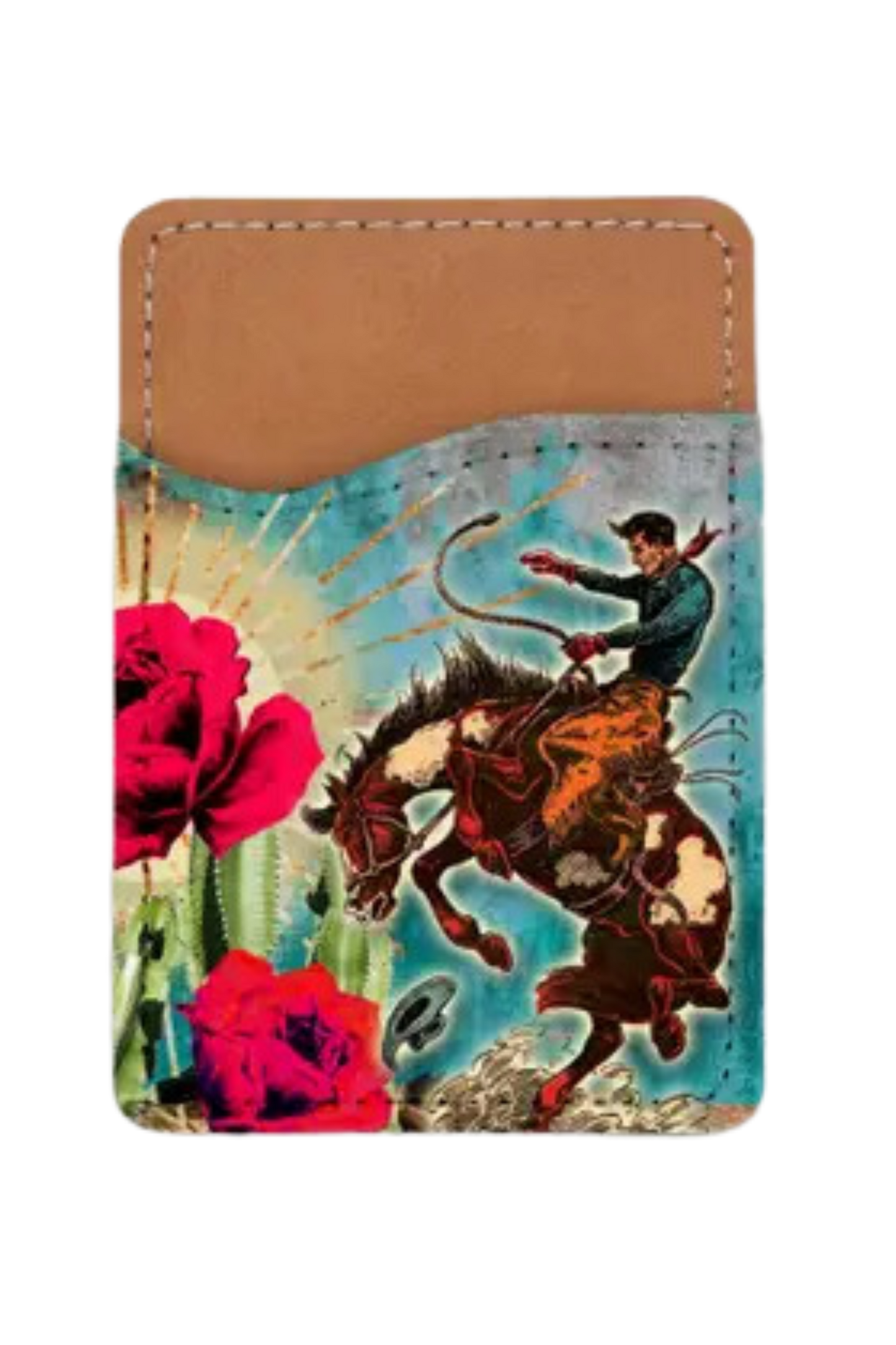 Cactus Rose Cowboy Phone Wallet Card Holder